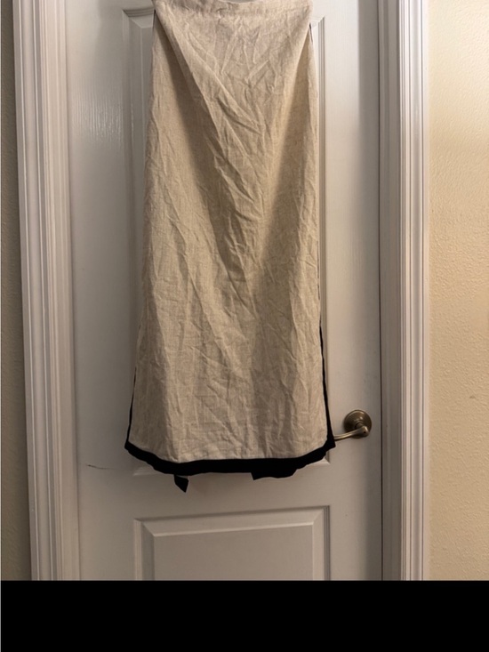 Paper Heart Dresses & Skirts - Anthropologie- Paper Heart Neutral Beige linen blend Maxi Skirt with Black Trim